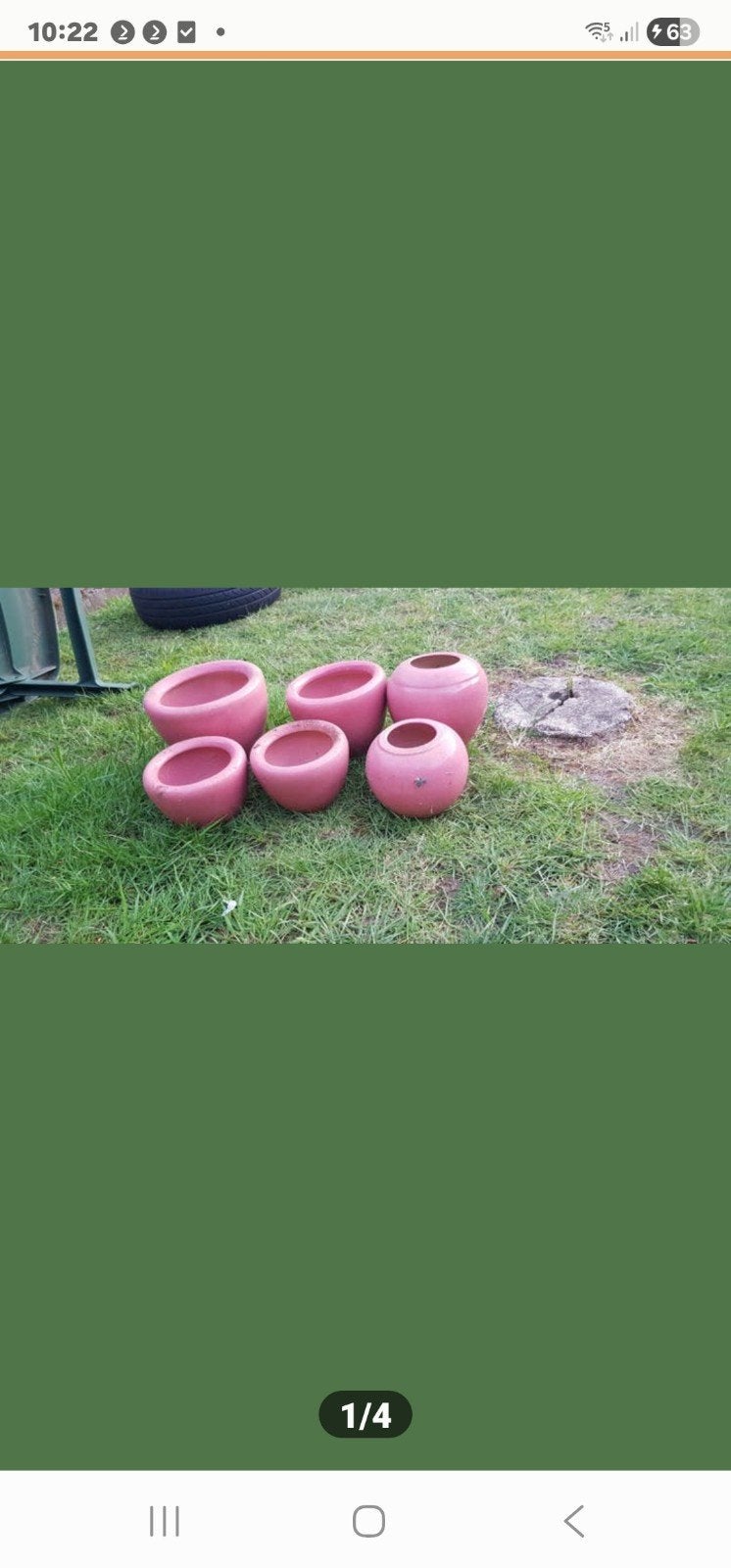 set van 6 oudroze binnen bloempotten, Rond, Binnen, Ophalen of Verzenden, Aardewerk