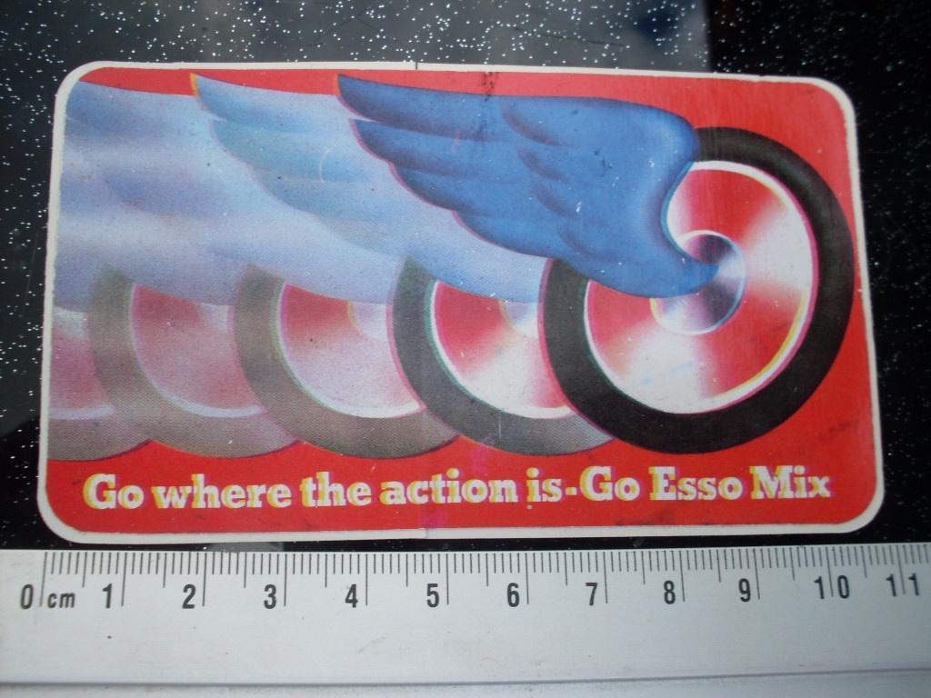 sticker Go where the action is, go Esso mix logo, Verzenden, Zo goed als nieuw, Merk