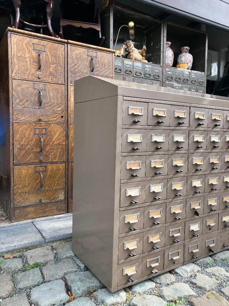 Zeldzame Vintage industriële fichekast uit universiteitsBib, Huis en Inrichting, Kasten | Ladekasten, Ophalen, Gebruikt, 100 tot 150 cm