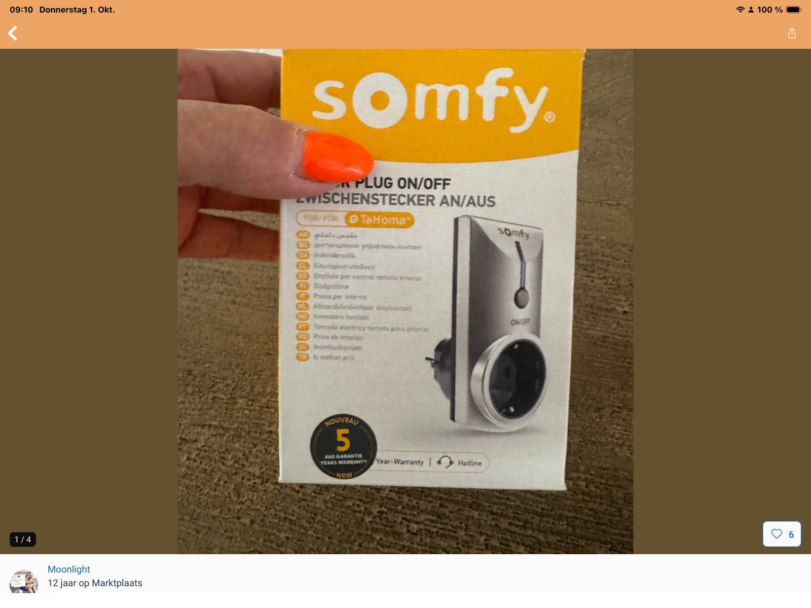 Somfy Indoor Plug On/Off - Slimme Stekker, Verzenden, Nieuw, Overige merken, Stekkerdoos