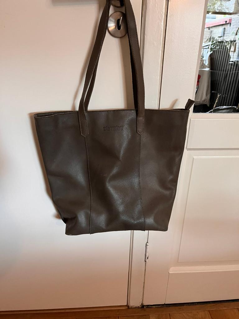 DSTRCT Mosgroene Leren Shopper met Ritssluiting, Ophalen of Verzenden, Gebruikt, Groen, Shopper
