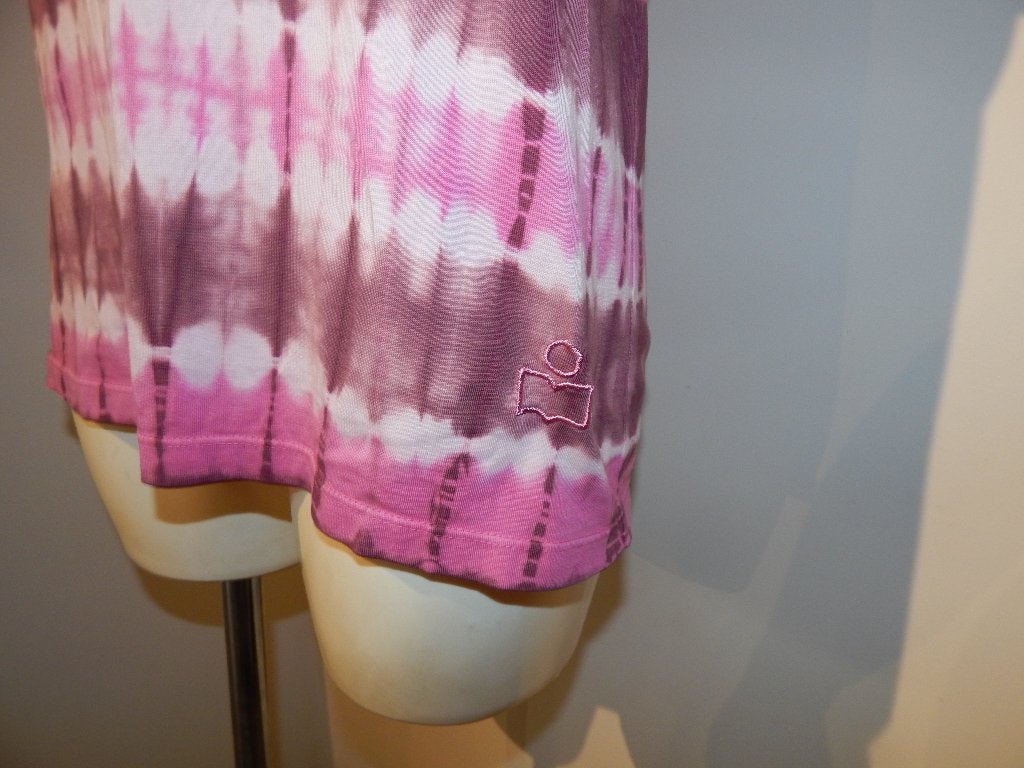 Isabel Marant etoile gevlamd shirt roze logo stiksel, Isabel Marant, Ophalen of Verzenden, Zo goed als nieuw, Korte mouw