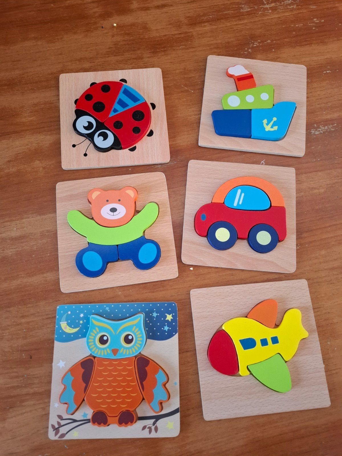 6 houten puzzels peuter, Ophalen of Verzenden, Minder dan 10 stukjes, Zo goed als nieuw, 6 maanden tot 2 jaar