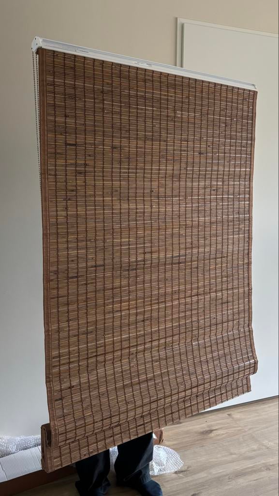 Nieuw verduisterend bamboe vouwgordijn (op maat), Ophalen, 100 tot 150 cm, Bruin, 200 cm of meer