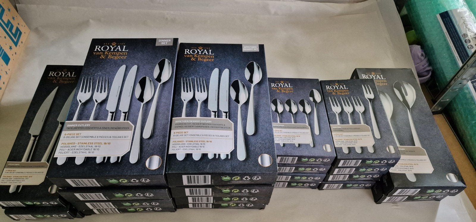 Ah royal van kempen en begeer bestek besteksets zilverkleur, Ophalen of Verzenden, Nieuw, Rvs of Chroom, Bestekset