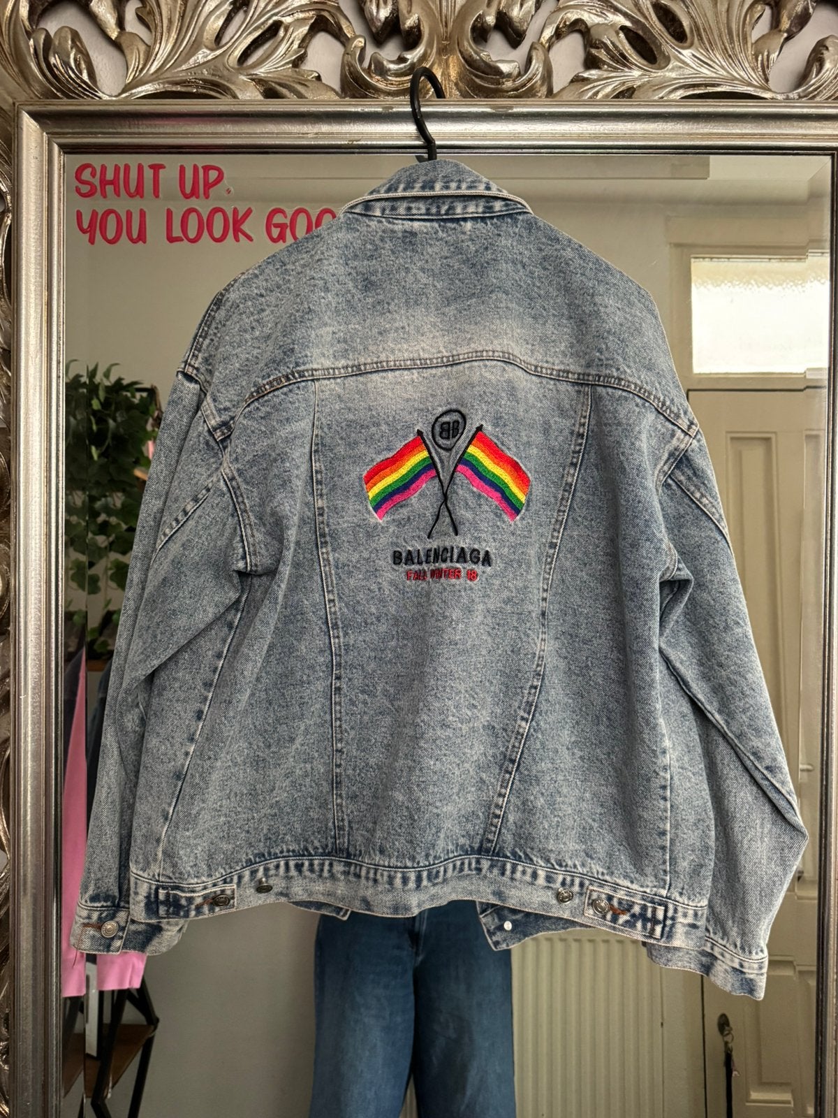 Balenciaga spijkerjack, Ophalen of Verzenden, Zo goed als nieuw, Maat 38/40 (M), Blauw