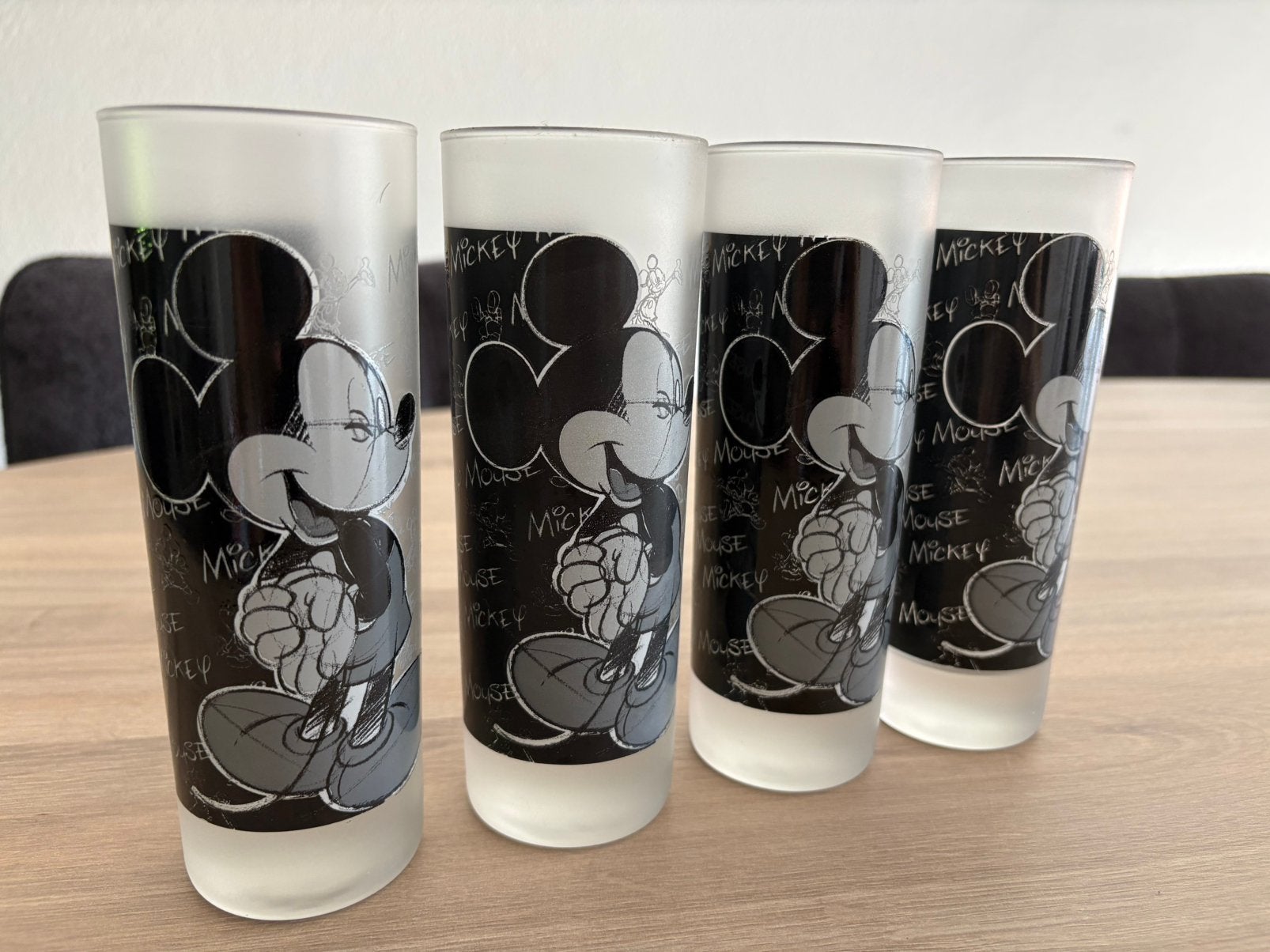 4 originele longdrinkglazen Mickey Mouse, Ophalen of Verzenden, Zo goed als nieuw, Overige typen