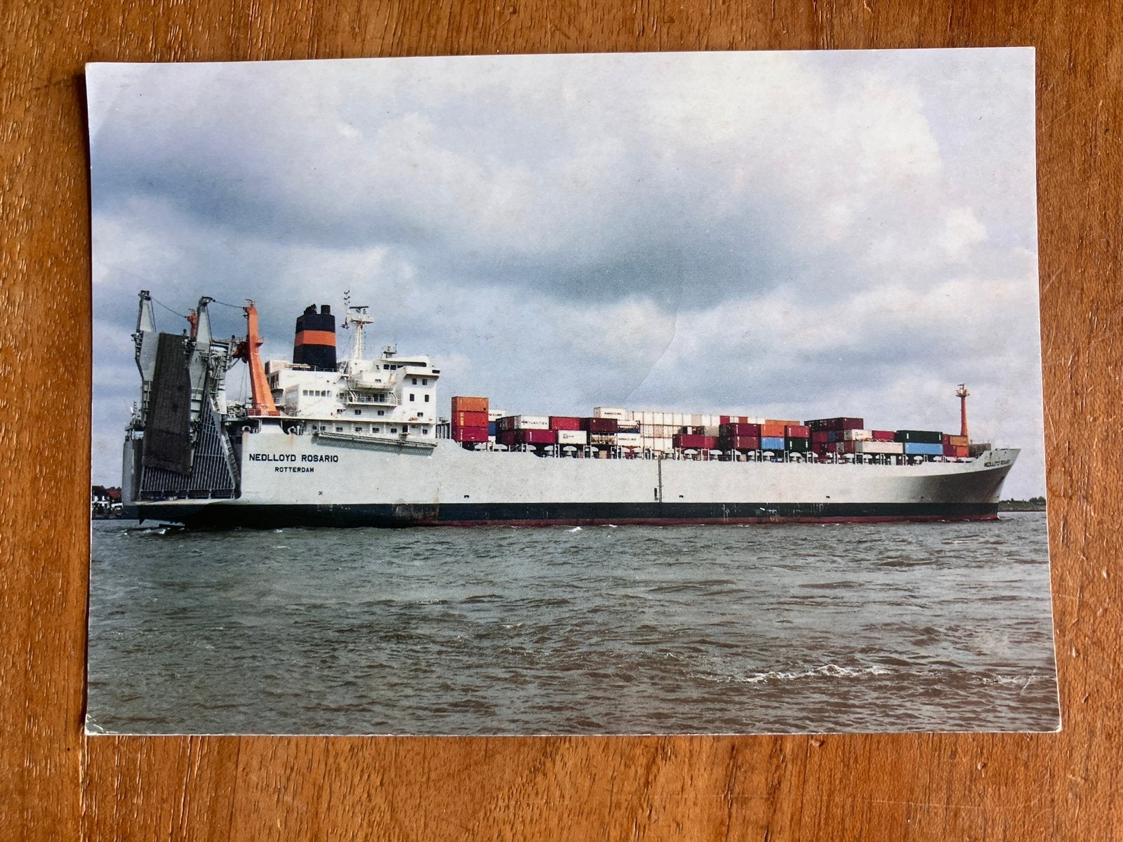 Nedlloyd Rosario containerschip gestempeld in Singapore 1991, Verzamelen, Scheepvaart, Ophalen of Verzenden, Gebruikt, Motorboot