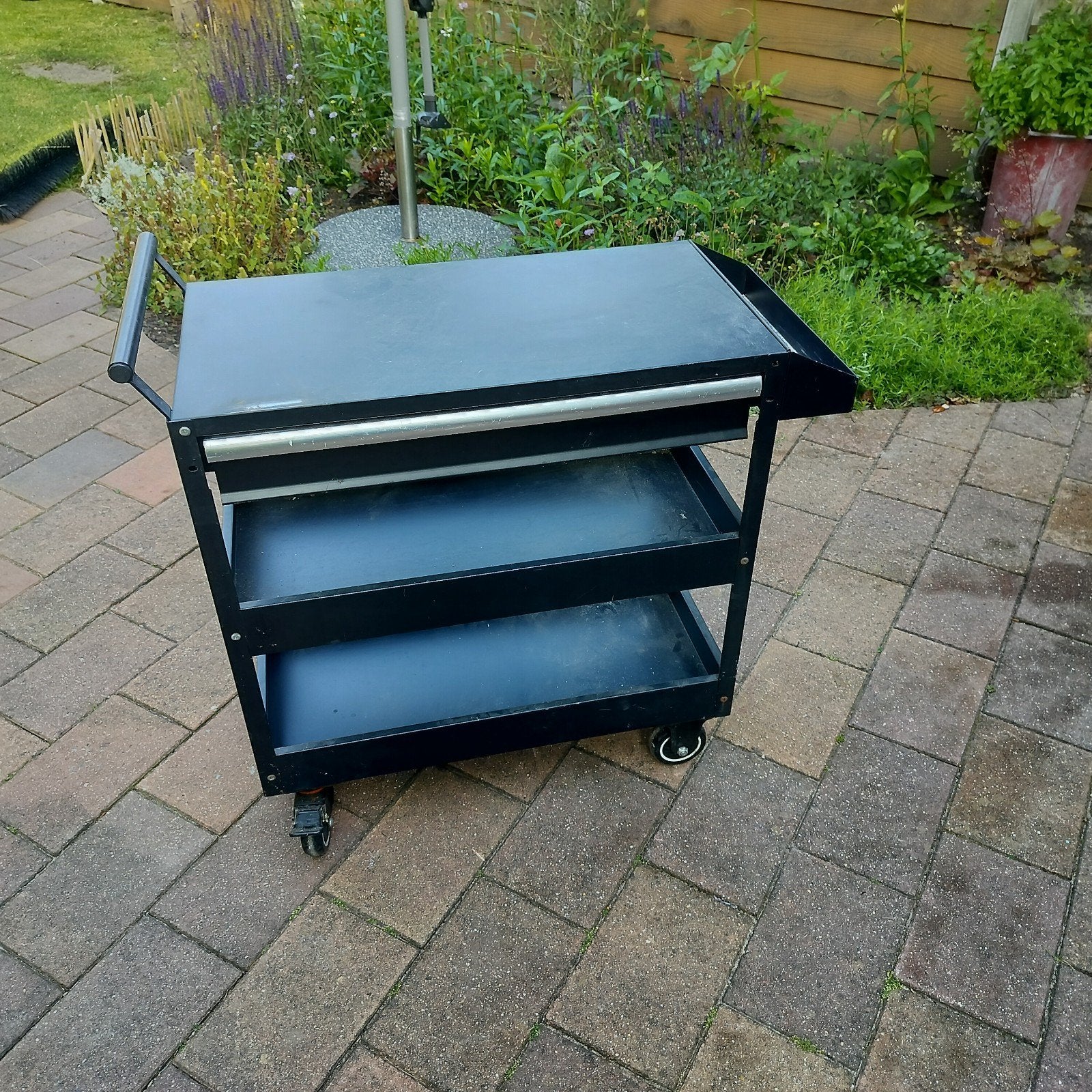 Zwarte verrijdbare kast met lade - 80x75x38 cm, Ophalen, Gebruikt