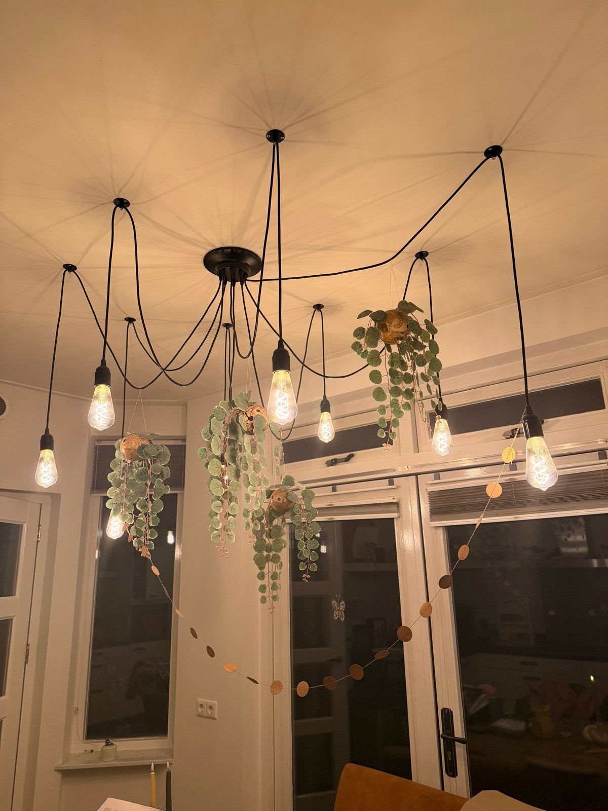 Spiderlamp (spinlamp) met 8 armen, Ophalen, Zo goed als nieuw, Kunststof, E27 (groot)
