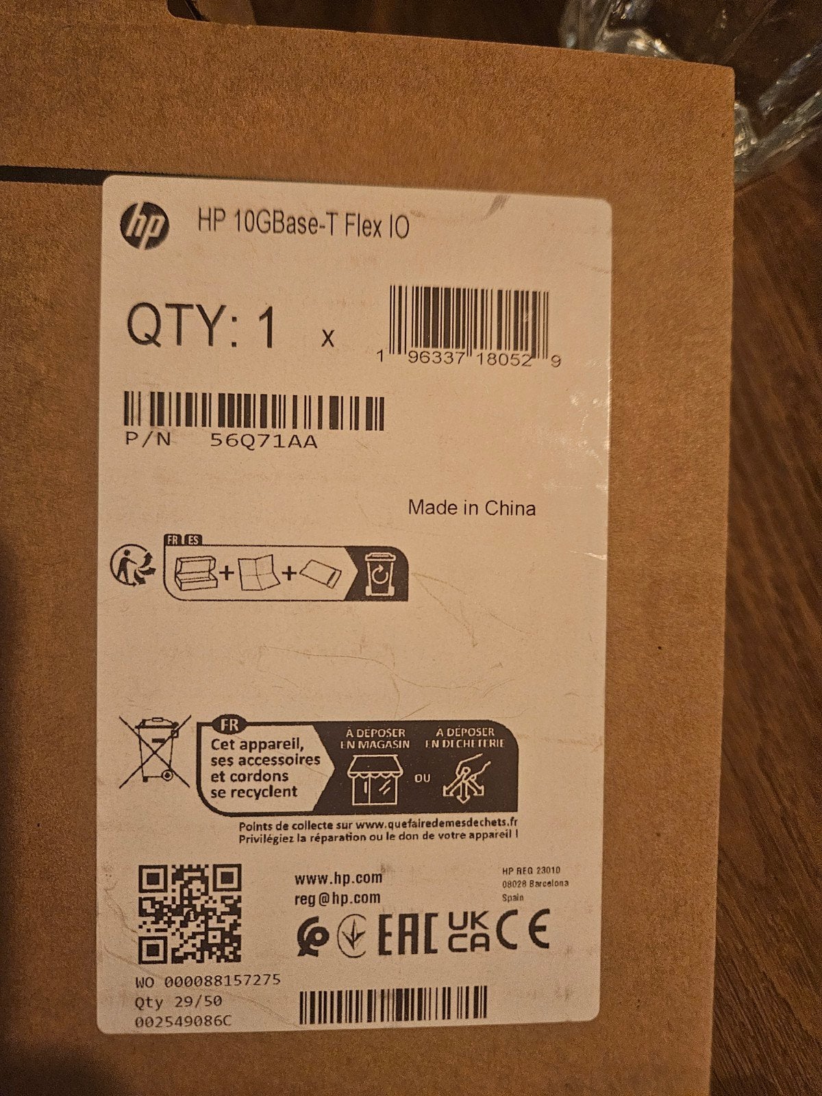 HP 10G Base T Flex IO Netwerkkaart 56Q71AA, Computers en Software, Ophalen of Verzenden, Nieuw, Intern, Hp