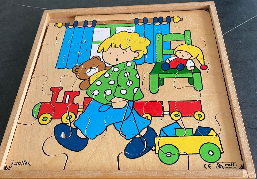 houten kinderpuzzel Jaklien 16 stukjes, Ophalen, 10 tot 50 stukjes, Gebruikt, 4 tot 6 jaar