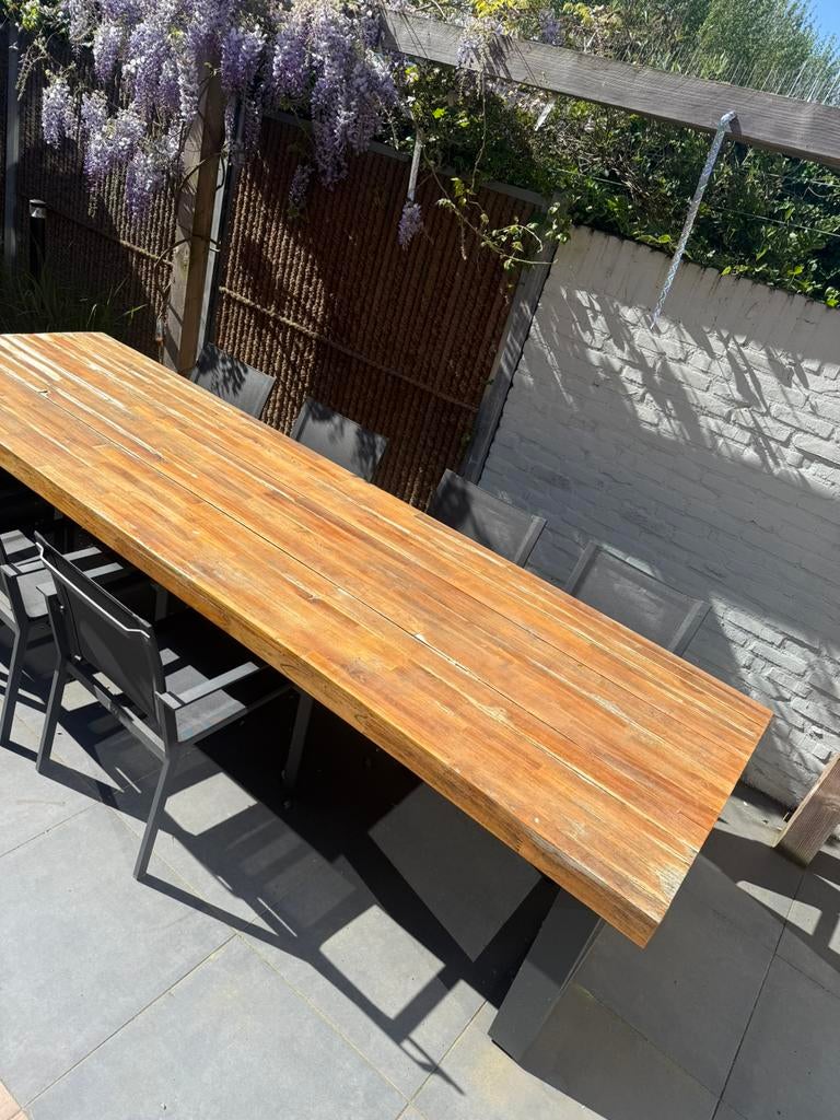 Tuintafel 3.20x1.00 meter Nevada, Tuin en Terras, Tuintafels, Ophalen, Gebruikt, Rechthoekig, Teakhout