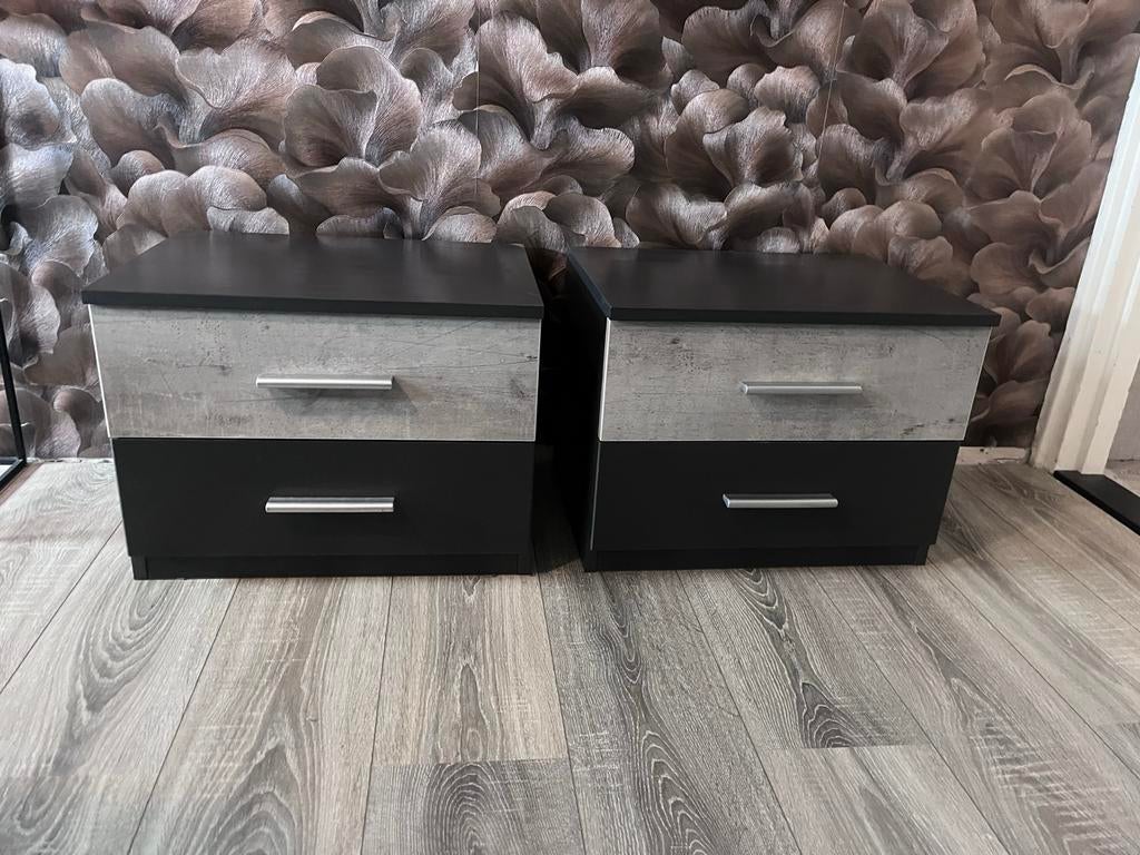 2 Moderne nachtkastjes met twee lades, Ophalen, Gebruikt, 50 tot 100 cm, Minder dan 100 cm
