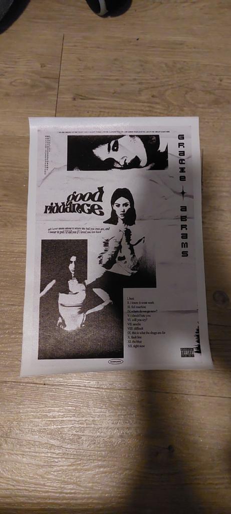 Gracie Abrams - Good Riddance poster 20 x 35 cm, Ophalen of Verzenden, A1 t/m A3, Film en Tv