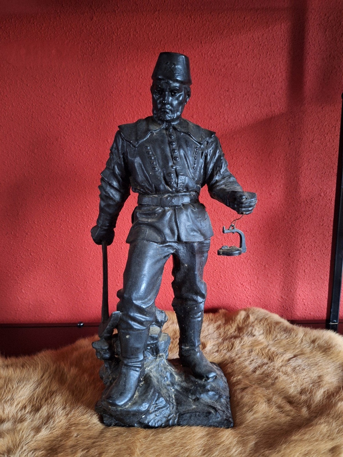 Vintage Mijnwerker Beeld - ca. 35 cm hoog, Ophalen of Verzenden, Beeld, Metaal, Man