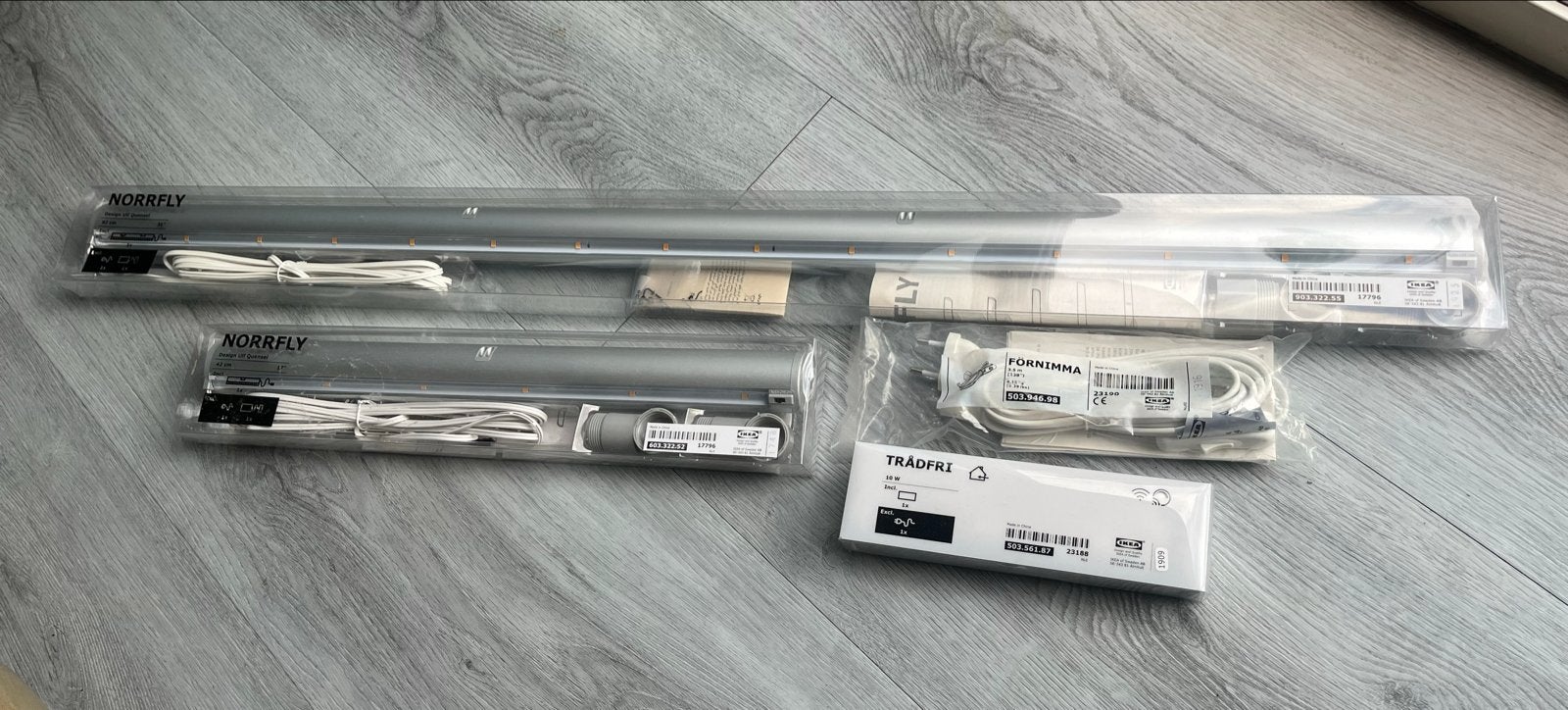 IKEA Led kastverlichting 92 cm en 42 cm met voeding, Wit, Kunststof, Nieuw, Dimbaar