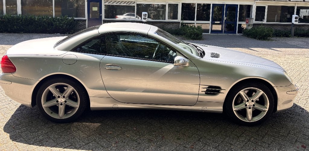 SL500 2004, R230 Silvergrijs, Auto's, Automaat, Zwart, Cabriolet, Leder