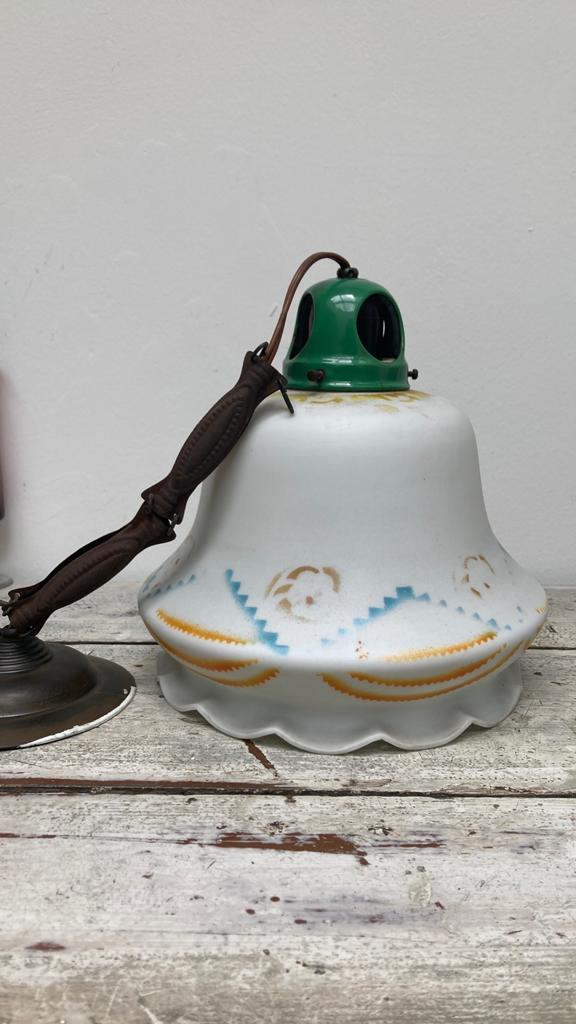 opaline glazen hanglamp uit de jaren 30 of, Antiek en Kunst, Antiek | Lampen, Ophalen of Verzenden