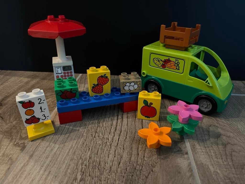 LEGO Duplo 5683 groenteboer Markt Kraam met Bestelwagen, Gebruikt, Overige thema's, Ophalen of Verzenden, Duplo