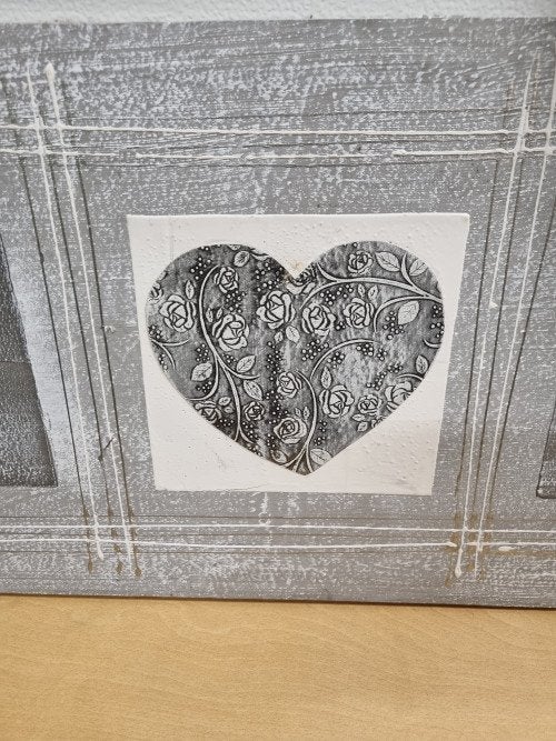 schilderij doek met harten grijs tinten, Ophalen of Verzenden, 'T Olde Gre-j, Info@toldegrej.nl, Endepoelstraat 20f Didam