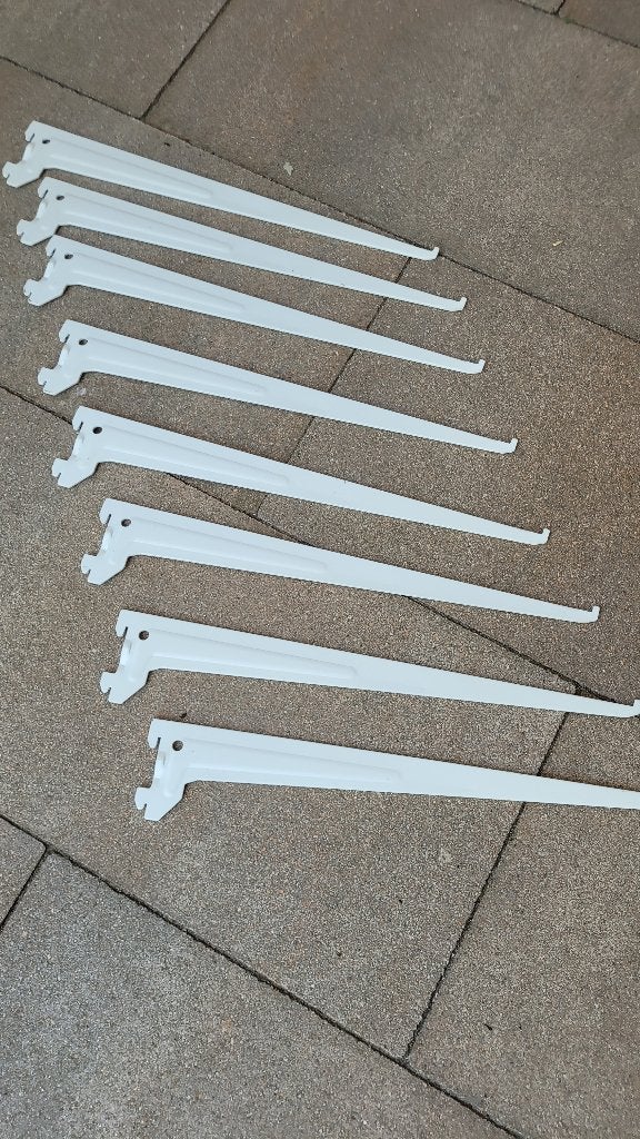8 stuk Duraline F-systeem witte plankdrager 40 cm, Ophalen of Verzenden, Gebruikt