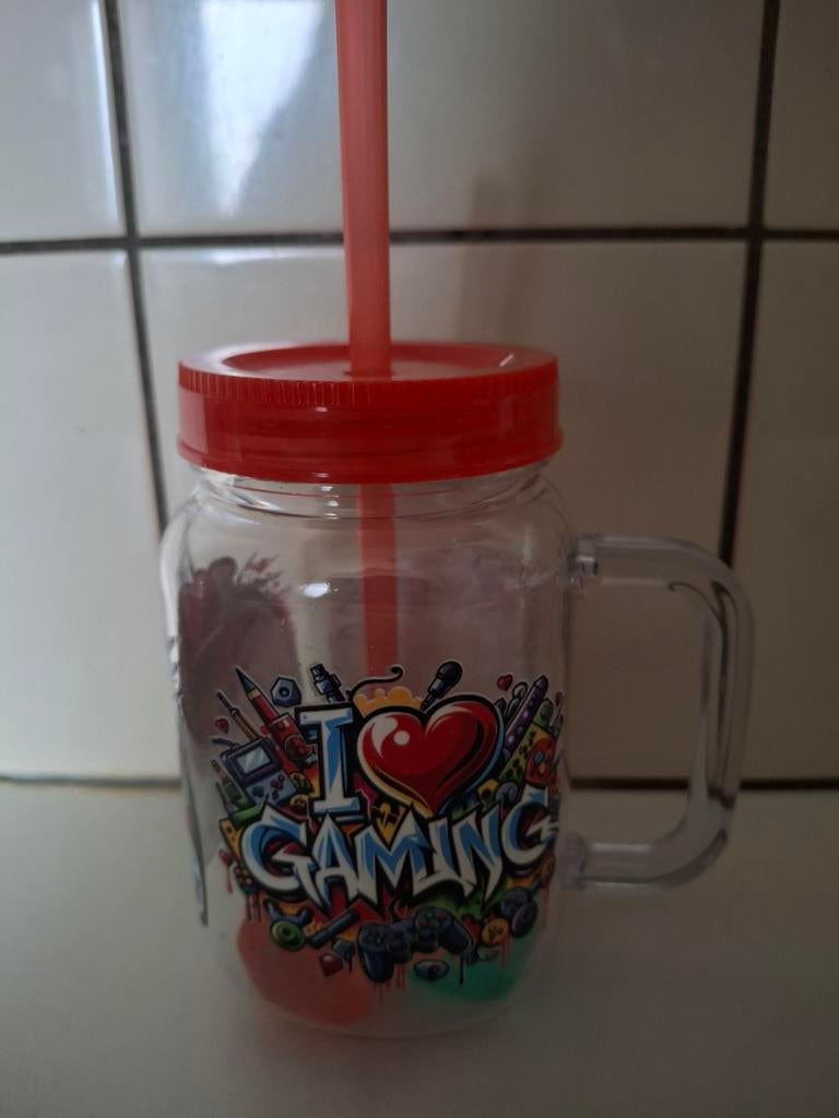 Rietjes beker nieuw handgemaakt plastic, Ophalen of Verzenden, Nieuw, Overige materialen, Glas of Glazen