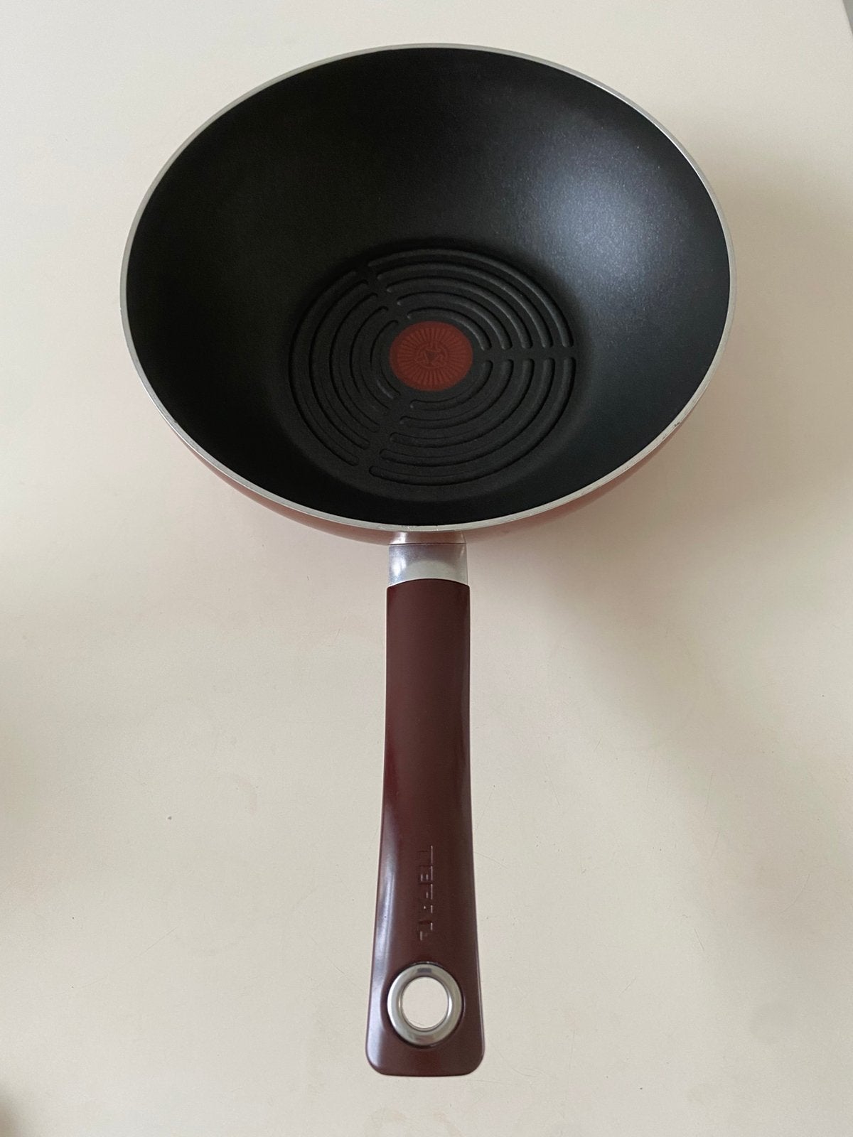 TEFAL wokpan 28 Cm, Ophalen of Verzenden, Zo goed als nieuw, Wok