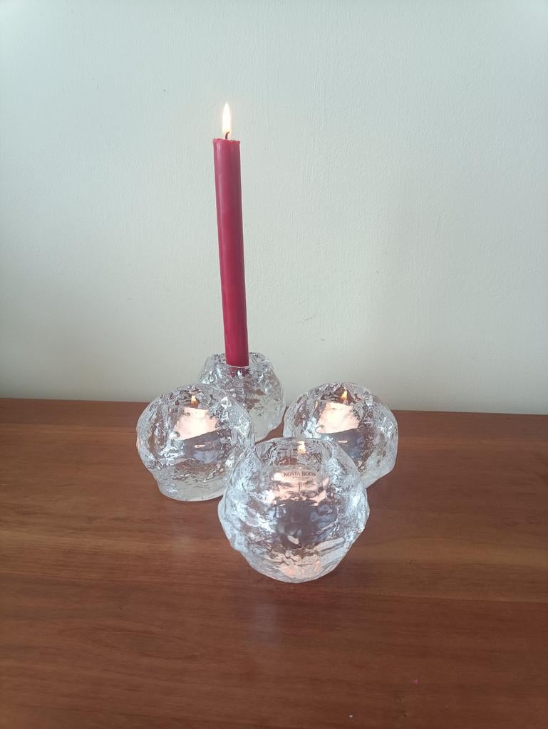 Kosta Boda 'Snowball' theelichthouders - set van 4, Ophalen of Verzenden, Glas