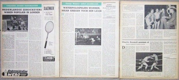 Artikelen over diverse sporten 1950 Basketball Waterpolo, Ophalen of Verzenden, 1940 tot 1960, Tijdschrift