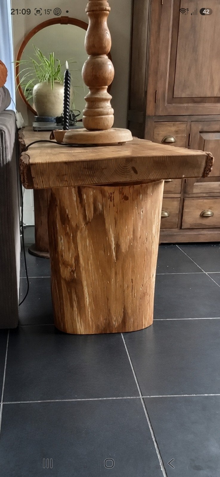 Douglashouten Boomstam Sidetable - 225x47x6.5cm, Ophalen, Gebruikt, Landelijk, Industrieel, Rustiek, 200 cm of meer
