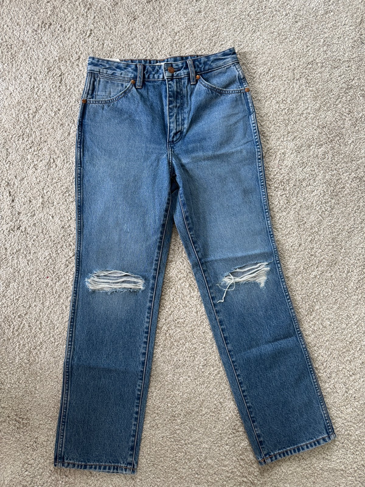 Wrangler High Rise Ripped Straight Patty Wild West Broek, Ophalen of Verzenden, Nieuw, Blauw, W27 (confectie 34) of kleiner