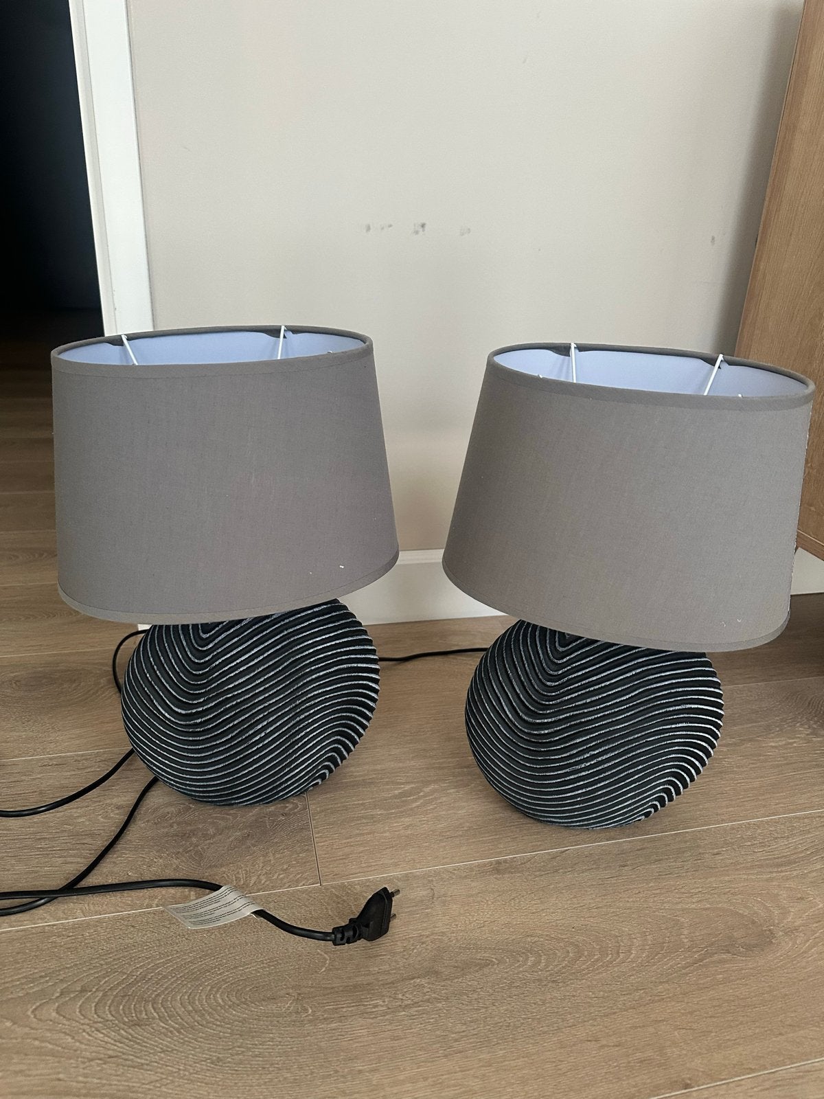 Chique landelijke tafellampen, 37 cm hoog, Ophalen, Gebruikt, Sfeerlamp, Grijs