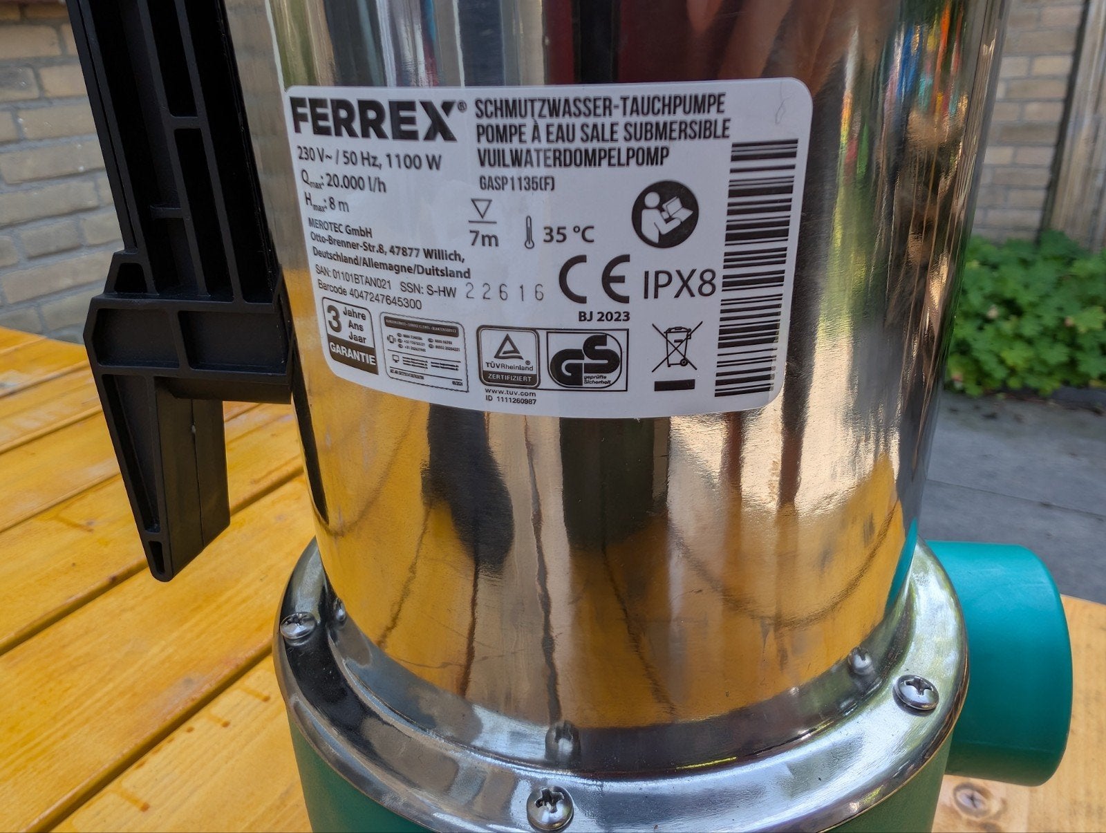 Nieuwe Ferrex Vuilwater-dompelpomp - Nooit gebruikt!, Tuin en Terras, Waterpompen, Ophalen, Nieuw, Elektrisch, Dompelpomp