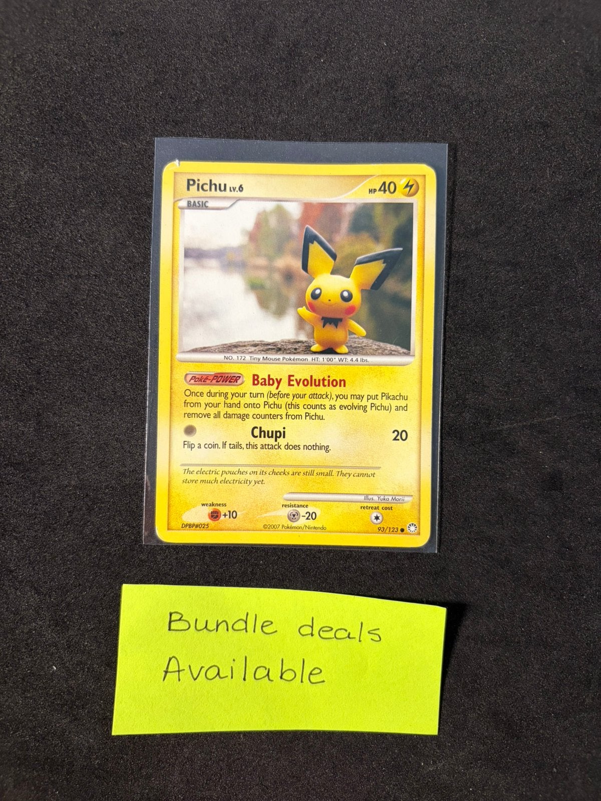 Pokemon kaart Pichu 93 (Mysterious treasures) - Yuka Morii, Ophalen of Verzenden, Zo goed als nieuw, Losse kaart