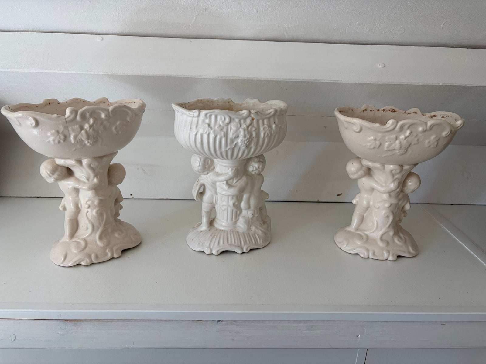 Set van 3 vintage bloempotten met cherubijnen, Ophalen
