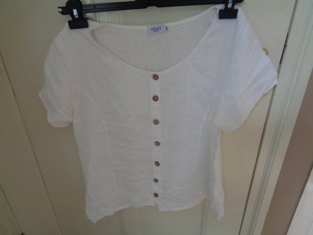 AZURI linnen blouse:mt M, Maat 38/40 (M), Wit, Ophalen of Verzenden, Zo goed als nieuw