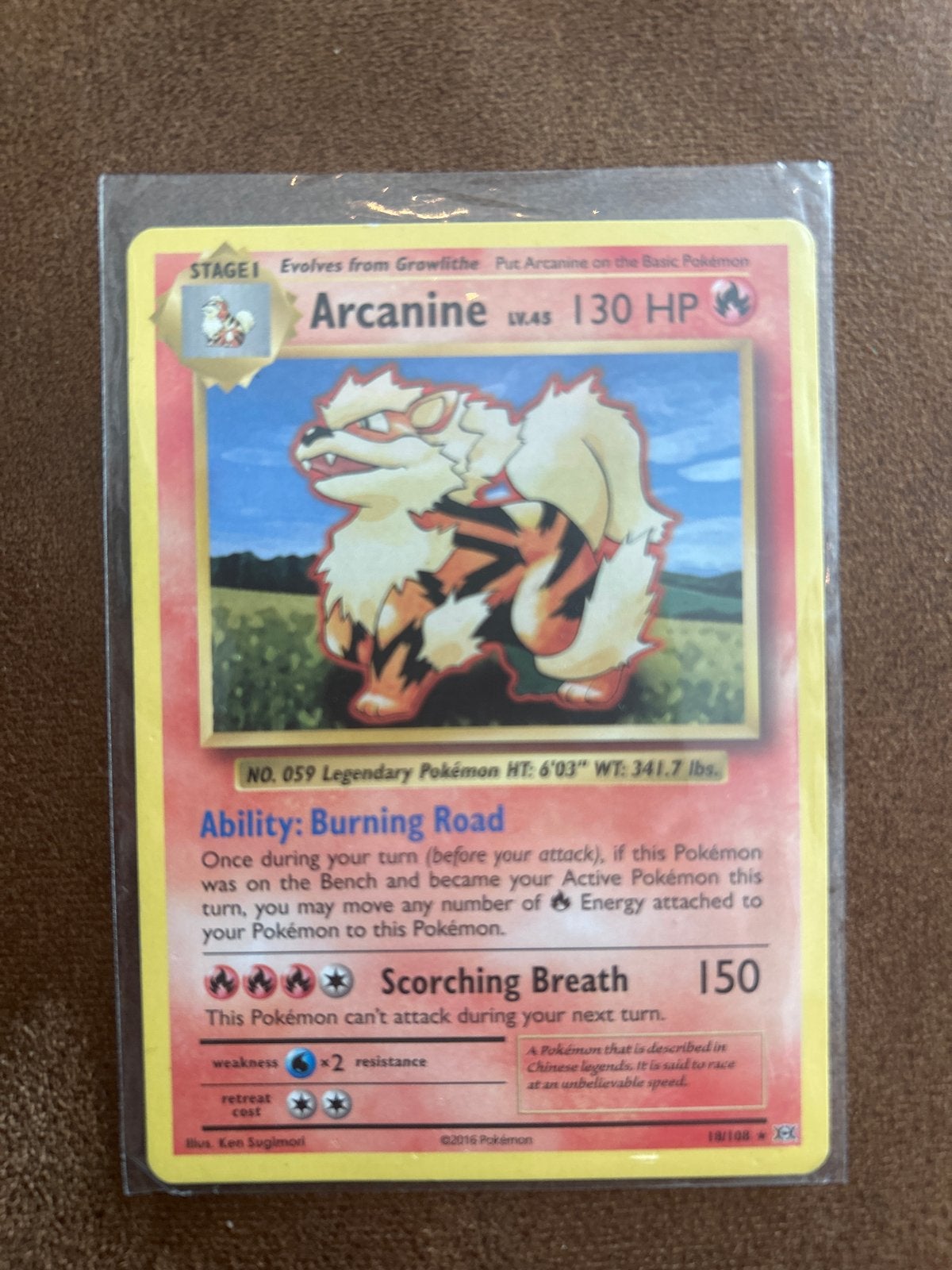 Pokémon Kaart Arcanine 18/108 XY Evolutions, Ophalen of Verzenden, Gebruikt, Losse kaart