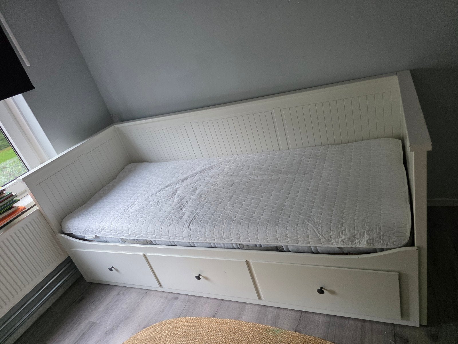 IKEA Hemnes Bedbank met 3 lades - Wit, Huis en Inrichting, Ophalen, Verstelbaar, Wit, Tweepersoons