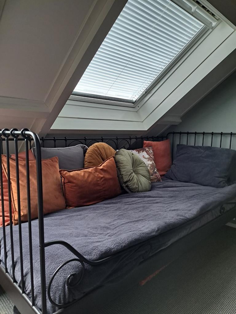 Ikea 1-persoons bankbed zwart staal, Ophalen, Gebruikt, 90 cm, Eenpersoons
