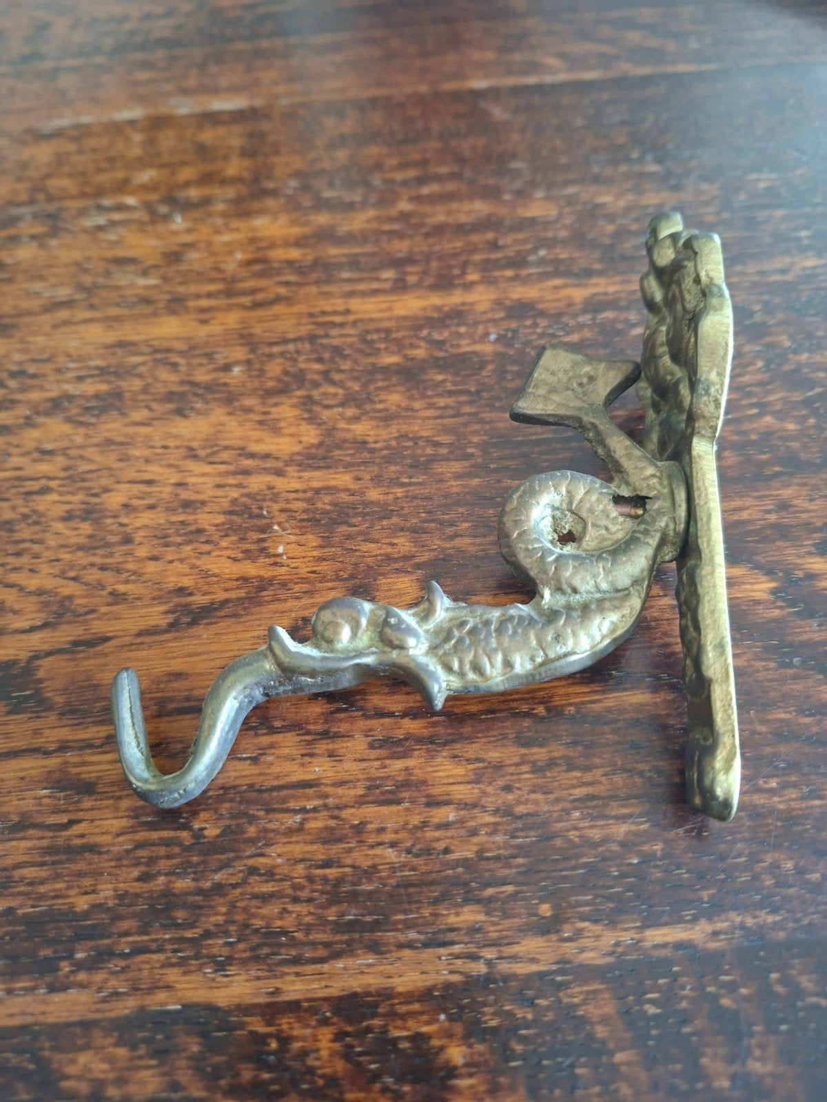 oude vintage messing wandhaak mythische zeedraak, Ophalen of Verzenden