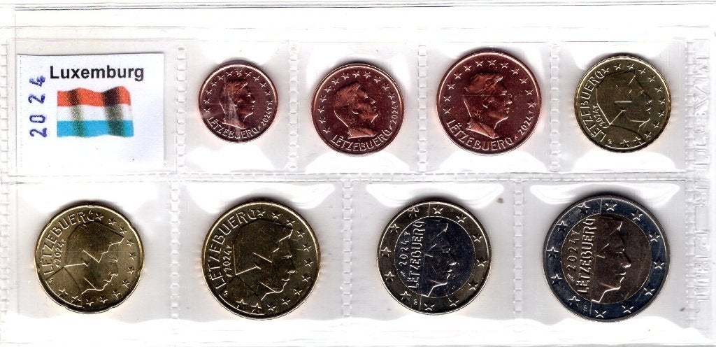 UNC set Luxemburg 2024 - 1 cent t/m 2 euro, Postzegels en Munten, Munten | Europa | Euromunten, Verzenden, Luxemburg, Overige waardes