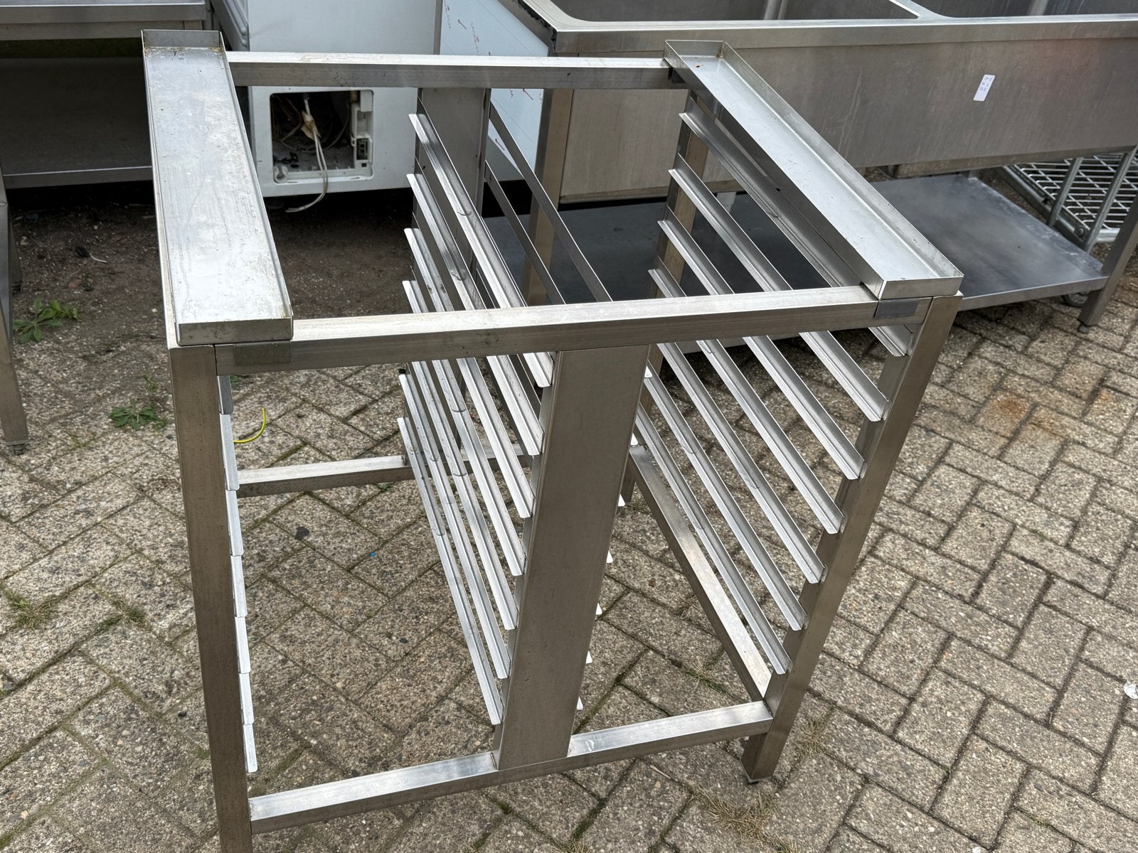 RVS Meubilair hireca rvs tafel rational leventi onderstel, Ophalen of Verzenden, Gebruikt, RVS Meubilair