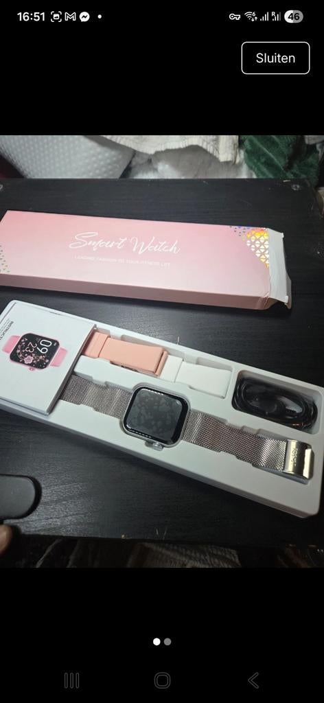 Nieuwe Smartwatch met extra bandje en oplader, Ophalen of Verzenden, Nieuw, Zilver, Sufort Watch