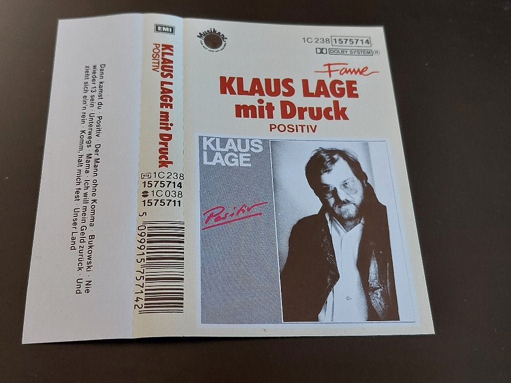KLAUS LAGE MIT DRUCK - POSITIV (MC), 1 bandje, Ophalen of Verzenden, Zo goed als nieuw, Origineel