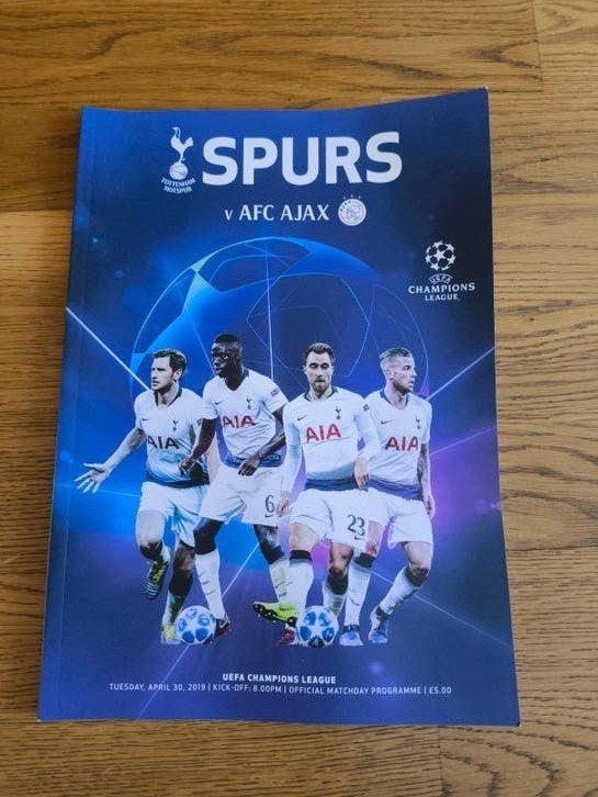 Officieel UEFA Champions League programma Spurs vs Ajax, Verzamelen, Ophalen, Zo goed als nieuw, Ajax, Boek of Tijdschrift