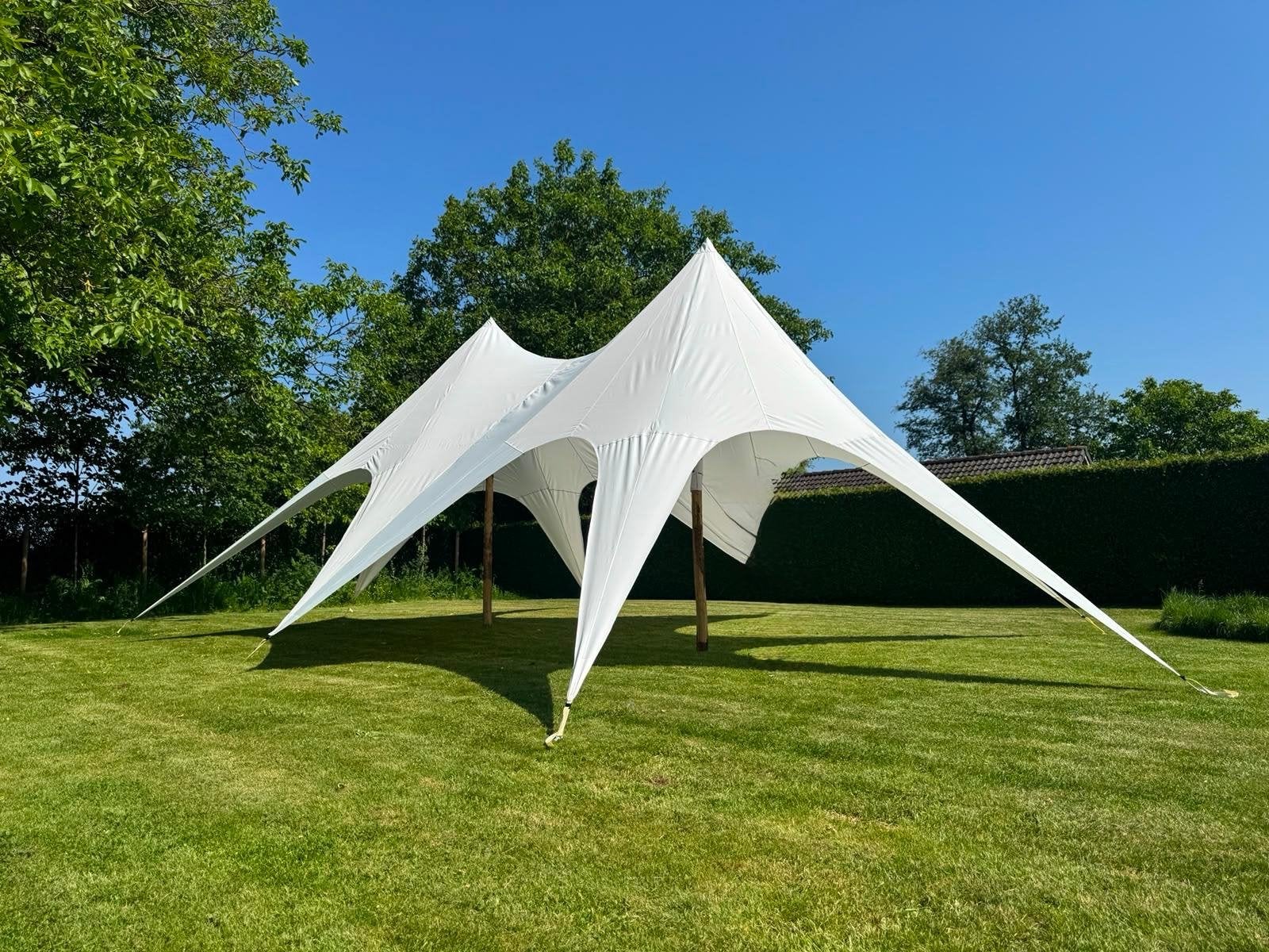 Stretchtent te huur voor feesten en evenementen, Tuin en Terras, Ophalen, 6 meter of meer, Zo goed als nieuw, Stertent