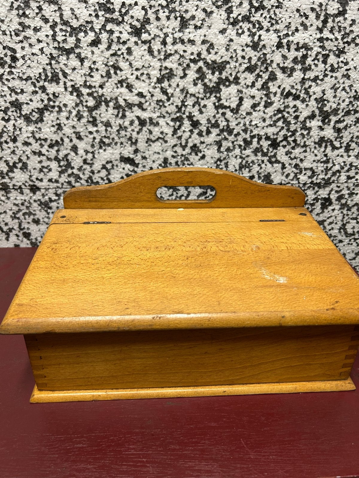 Vintage houten schoenpoetsdoos met inhoud, Ophalen