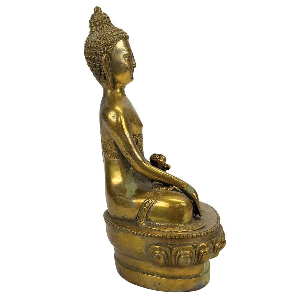 Boeddhabeeld – verguld brons – Bhumisparsha, Tibet, Ophalen of Verzenden, Beeld, Brons