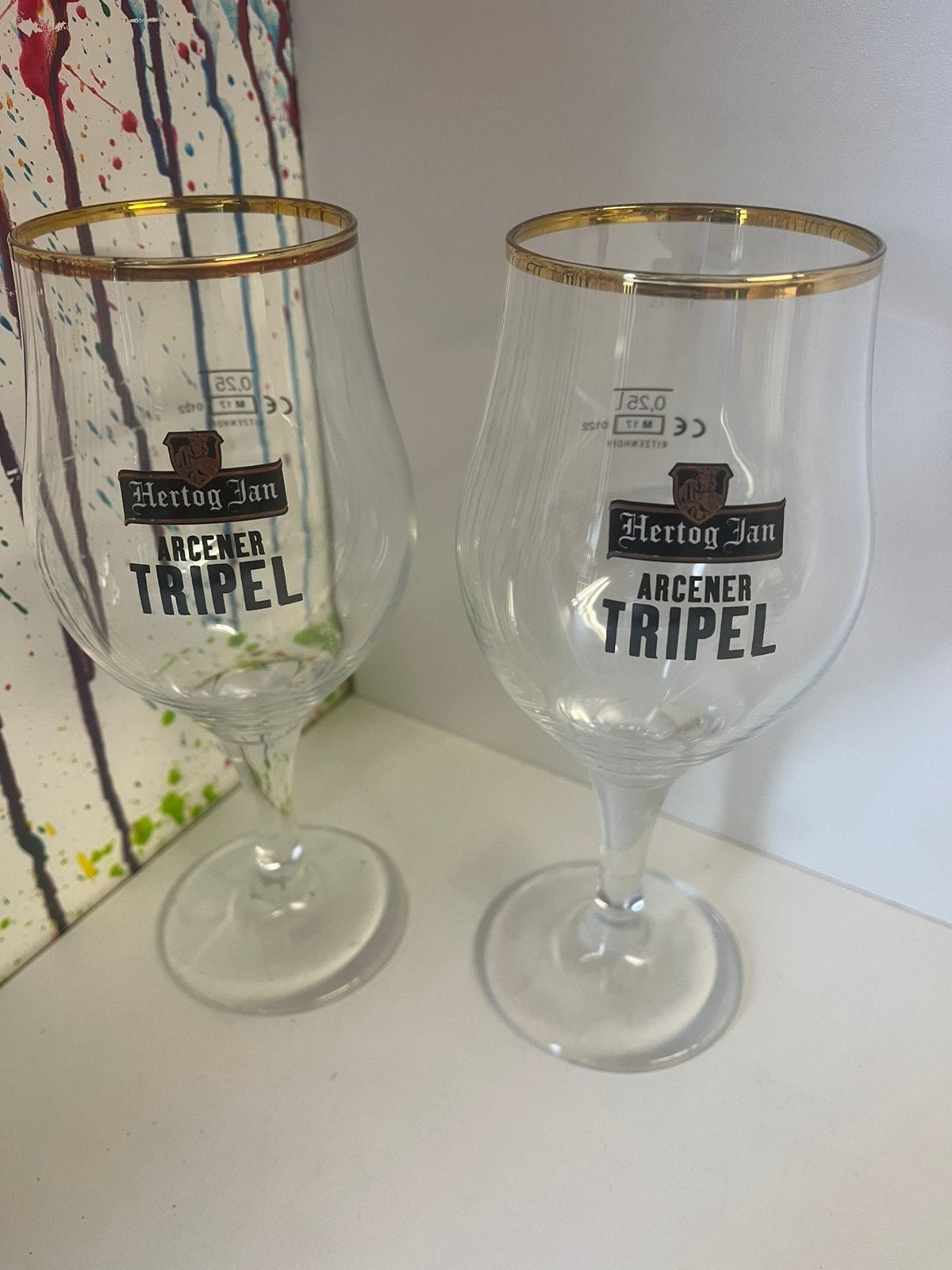 Hertog Jan Tripel bierglazen set van 2 glazen, Verzamelen, Biermerken, Ophalen of Verzenden, Nieuw, Glas of Glazen, Hertog Jan
